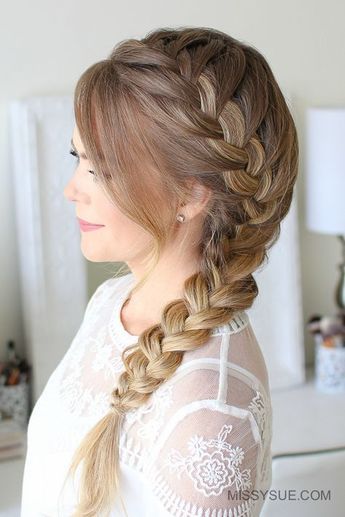 Long Braided Hairstyles, Side French Braids, Side Braid Hairstyles, Simple Prom Hair, Easy Hairstyles For School, Beautiful Haircuts, Braid Hairstyle, Prom Hairstyles For Long Hair, Peinados Fáciles Para Cabello Corto