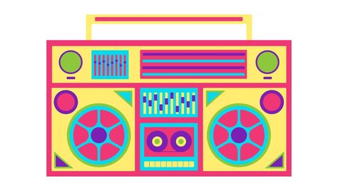 neón retro casete cinta grabadora retro dibujos animados vector ilustración en blanco antecedentes. Cassette Tape Recorder, Tape Recorder, Retro Cartoons, Cassette Tapes, Vector Illustration, Neon