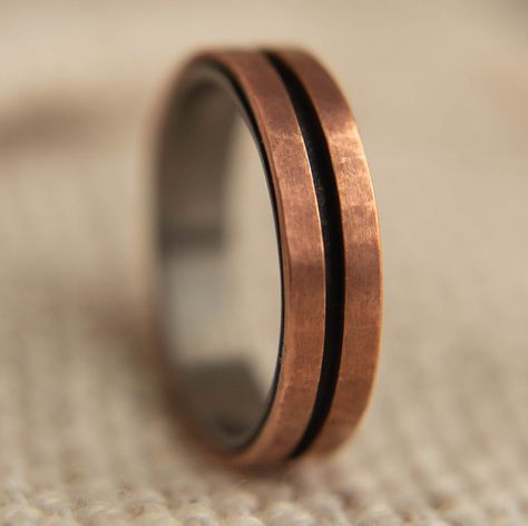 Buy Dual Copper Wedding Band W/ Zirconium Liner, Copper Ring, Mens Ring, Black and Copper Wedding Band, Unique Ring, Rustic Copper Ring Online in India - Etsy Men’s Ring, Black And Copper Wedding, Men’s Wedding Band, Mens Unique Wedding Bands, Copper Wedding Ring, Mens Engraved Wedding Bands, Copper Wedding Rings, Man Wedding Band, Copper Wedding Band