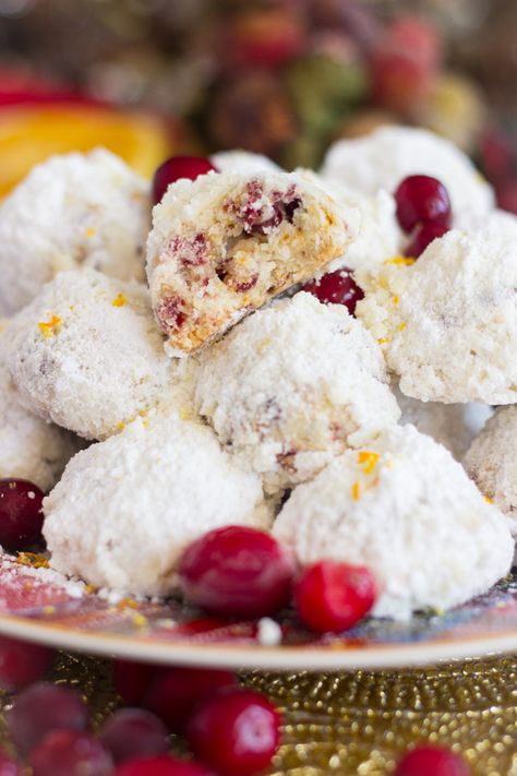 Cranberry Orange Snowball Cookies, Cranberry Snowball Cookies, Cranberry Orange Snowballs, Orange Snowball Cookies, Cranberry Lime Snowball Cookies, Cranberry Snowballs, Cranberry Candy, Classic Snowball Cookies, Pecan Snowballs