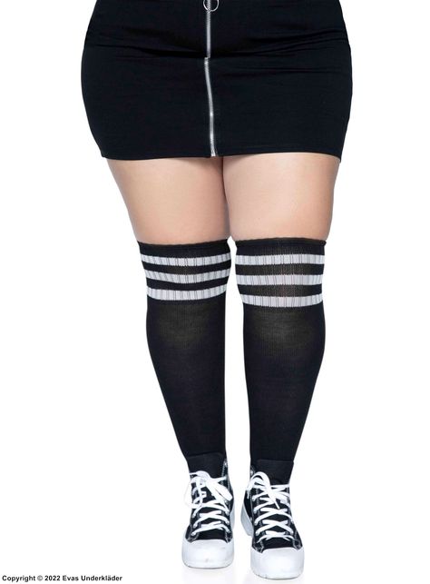 Tights / stockings, plus size Outfits With Knee High Socks, Sports Costume, Plus Size Tights, The Kinks, Striped Shoes, Elegant Moments, Light Up Shoes, Over The Knee Socks, Corsets And Bustiers