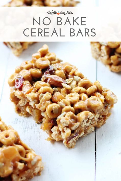 Wholesome No Bake Cereal Bars #ad Everyone needs a tasty and easy recipe for no bake cereal bars, right? These wholesome, sweet treats are perfect for breakfast on the go, lunch box desserts, and after school snacking. Plus, thanks to General Mills, Dollar General, and Box Tops for Education, you can help your school earn money by using Honey Nut Cheerios and Lucky Charms. #ad #nobakecerealbars #cerealbars #nobakedesserts #afterschoolsnacks #backtoschoolsnacks Recipes That Use Cheerios, Honey Nut Cheerios Recipes Healthy Cereal Bars, Cheerios Cereal Bars, Honey Nut Cheerio Bars, Honey Nut Cheerios Recipes, No Bake Cereal Bars, Cheerio Treats, On The Go Lunch, Cheerios Recipes