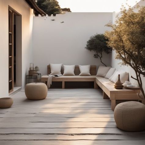 Japandi Terrace Design, Small House Garden, Indoor Courtyard, Japandi Home, Outdoor Space Design, Courtyard Gardens Design, Contemporary House Exterior, Courtyard Design, House Floor Design