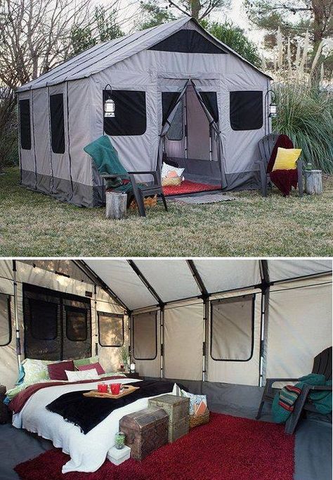 Safari Tent for Camping! Creative Camping Ideas, Tent For Camping, Zelt Camping, Tent Camping Hacks, Camping Hacks Diy, Lake Food Ideas Summer, Camping Cot, Family Tent Camping, Food Ideas Summer