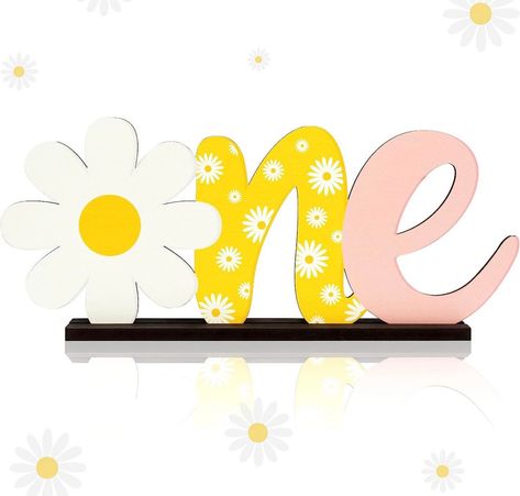 Groovy Decorations, Wooden Table Centerpiece, Groovy Letters, Flower Party Decorations, Groovy One, Groovy Party, Wooden Centerpieces, Groovy Birthday, Daisy Party