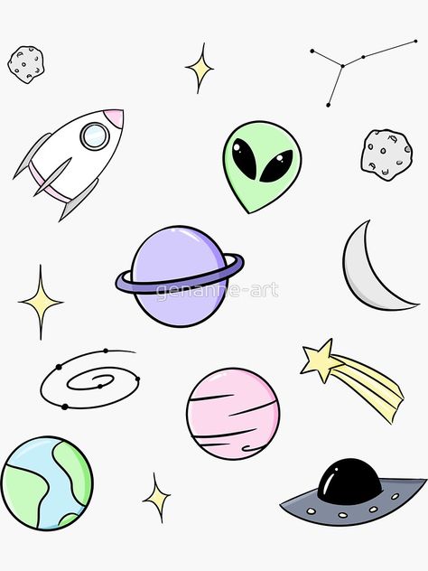 Planets Aesthetic Drawing, Spaceship Drawing, Planet Aesthetic, Space Things, Boarders Designs For Projects, Galaxy Drawings, Space Doodles, Planet Drawing, Dibujo Simple