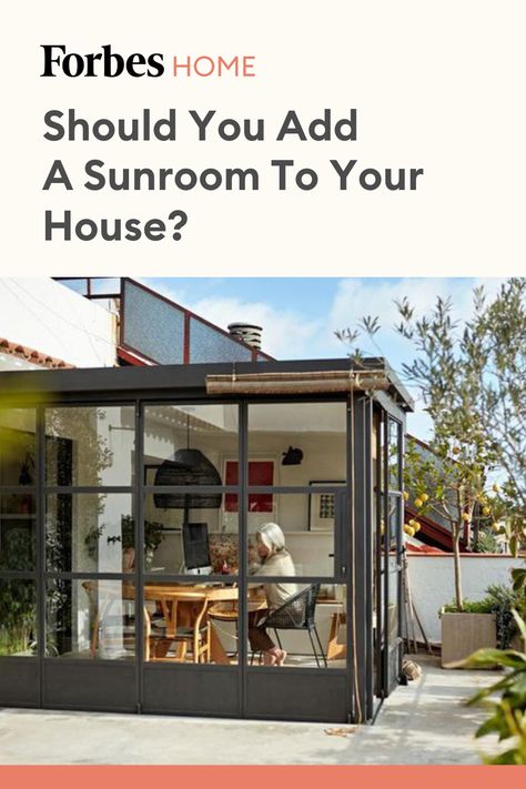 Sunrooms can bring a lot of joy to a house if you’re looking to find a new favorite (and, of course, sunny) nook. #sunrooms #sunroomideas #sunroom #forbeshome Diy Sunroom On A Budget, Add A Sunroom, Diy Sunroom, Moving Advice, Money Advice, Sunrooms, Outdoor Rooms, Pros And Cons, Smart Home