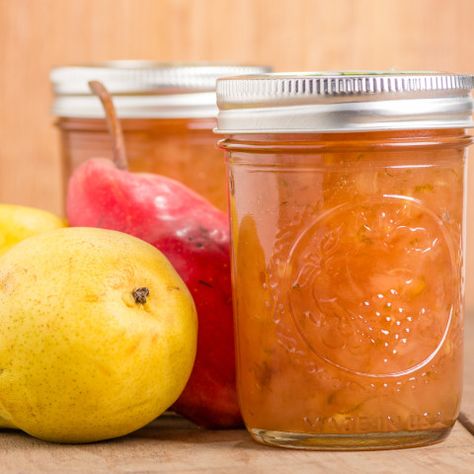 Spiced Pear Jam Recipe, Spiced Pear Jam, Pear Jam Recipe, Food Canning, Pear Butter, Marmalade Recipe, Pear Jam, Butter Crock, Spiced Pear