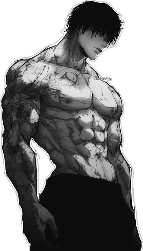 Gym Rat Wallpaper Aesthetic, Biker Boy Drawing, Male Character Design References Poses, Body Wallpaper Aesthetic, Toji Fushiguro Full Body Picture, Toji Drawing, Hot Anime Men, Toji Physique, Aesthetic Body Men