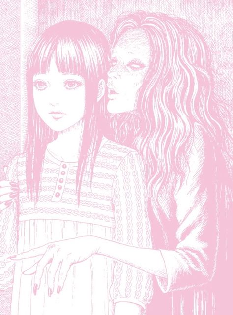 Whispering Woman, Pink Manga Panel, Pink Manga, Future Wallpaper, Soft Pink Theme, Pixel Art Characters, Pop Posters, Japon Illustration, Junji Ito