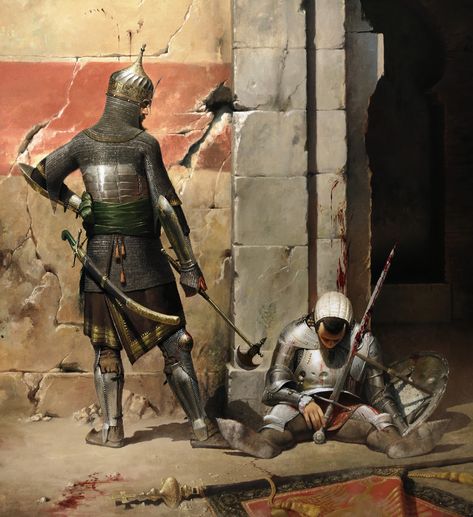 Fantasy Scenery, Warriors Illustration, Historical Warriors, The Ottoman Empire, Ancient Warfare, Medieval Times, Medieval Armor, Medieval History, Historical Art