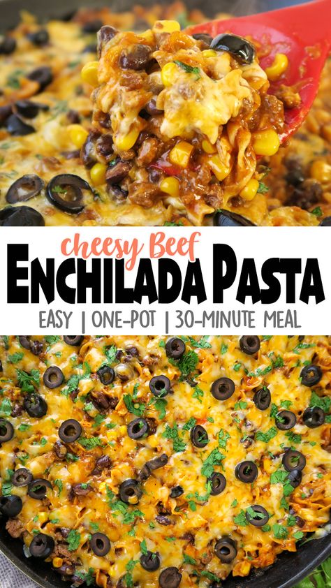 Enchiladas Pasta, Beef And Egg Noodles, Beef Enchilada Pasta, Enchilada Pasta, Beef Enchilada, Pasta Easy, Recipes With Enchilada Sauce, Ground Beef Pasta, Meals Ideas