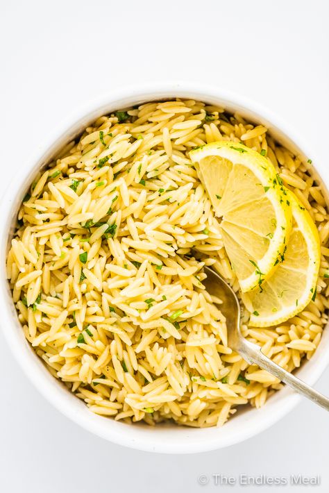 Lemon Chicken Orzo Pasta, Lemon Butter Orzo, Butter Orzo, Orzo Lemon, Orzo Recipes Side, Orzo Pasta Recipes, Lemon Chicken Orzo, Baked Pork Tenderloin, How To Cook Orzo