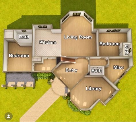 Sims 4 Houses Layout, Rumah Minecraft Sederhana, Kitchen Bloxburg, Houses Bloxburg, Bangunan Minecraft, Small House Layout, Sims 4 House Plans, Sims 4 House Building, Diy House Plans