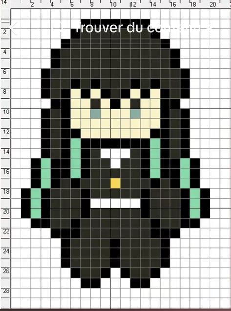 My Neighbor Totoro Pixel Art, Perler Bead Patterns Demon Slayer, Pixel Art Pattern Ideas, Demon Slayer Pixel Art Grid, Miku Perler, Pixel Art Paper, Pixel Art Pattern Anime, Demon Slayer Pixel Art, Music Pixel Art