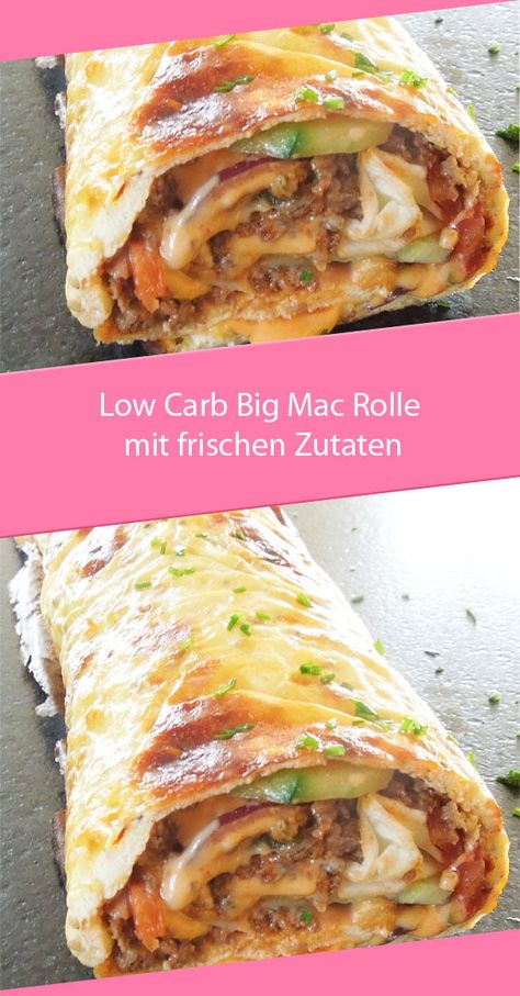 Low Carb Big Mac Rolle mit frischen Zutaten – GesundeRezepte.me Big Mac Rolle, Low Carb Big Mac, Low Carb Burger, Low Carb Low Fat Recipes, Low Carb Protein, Diet Recipes Easy, No Carb Recipes, Low Carb Low Sugar, Best Low Carb Recipes