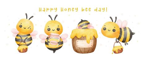 Group of cute baby honey bees with flower watercolor banner cartoon character hand painting illustration vector. Happy Honey bee day. 35604675 Vector Art at Vecteezy Watercolor Banner, Banner Cartoon, Bee Day, Flower Watercolor, Honey Bees, Logo Banners, Cityscape Photos, Nature Backgrounds, Hand Painting