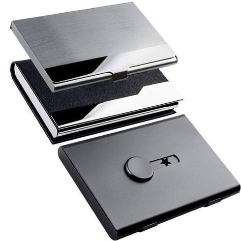 Amazon.com : KISSWILL Business Card Holder Case, 3 Pack Different Style Card Holder Include Thumb-Drive Business Card Case and Leather Card Case with Magnetic Shut and Metal Name Card Case for Men & Women : Gateway Metal Card Holder, Fashion Business Cards, Name Card Holder, Office Decorating, Business Card Cases, Card Holder Case, Business Card Case, Thumb Drive, Leather Card Case