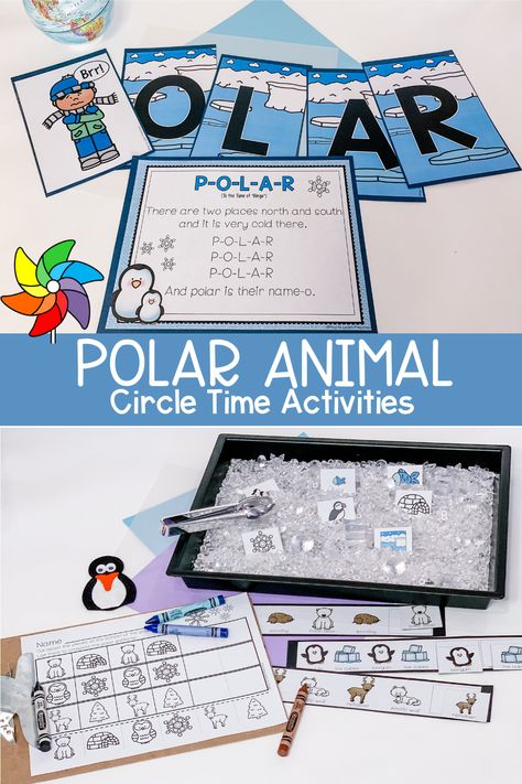 Animal Circle Time Activities, Animal Learning Activities, Polar Bears Preschool, Polar Animals Preschool, Polar Activities, Polar Bears Activities, Bears Preschool, Animal Lessons, Animal Learning