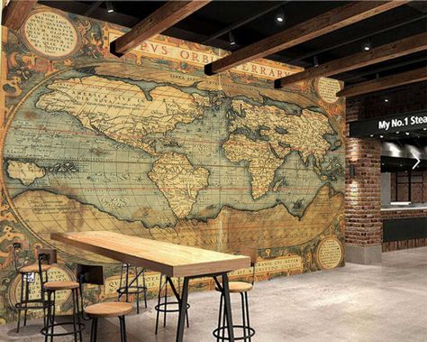 World antique map retro 3d wallpaper,living room tv wall bedroom wall papers home decor restaurant bar mural papel de parede - AliExpress Tv Wall Design Antique, World Map Mural Wall Art, Pumpkin Bedroom, Restaurant Wall Mural, Tv Wall Bedroom, Mural Cafe, 3d Wallpaper Living Room, Map Wall Mural, Map Room