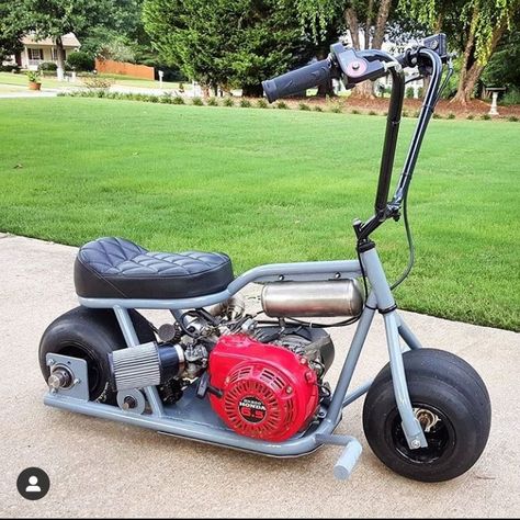 Wanna build a mini bike just like this one Mini Bike Trailer, Taco Mini Bike, Minibike Custom, Mini Bike Diy, Mini Bike Frame, Custom Honda Ruckus, Go Kart Designs, Custom Mini Bike, Homemade Motorcycle