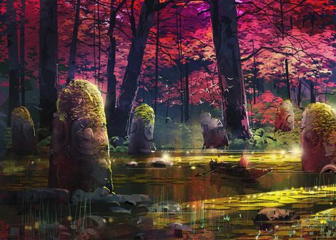 ArtStation - Marsh, Davood Moghaddami Fantasy Marsh, Environment Art, Concept Artist, Fantasy Inspiration, Canadian Artists, Environmental Art, Art Director, Landscape Art, Storytelling