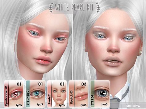 Cc Face, Under Eye Liner, White Mascara, Cc Accessories, Sims Makeup, Bunny Makeup, Lipstick Eyes, Sims 4 Makeup Cc, Cc Hair