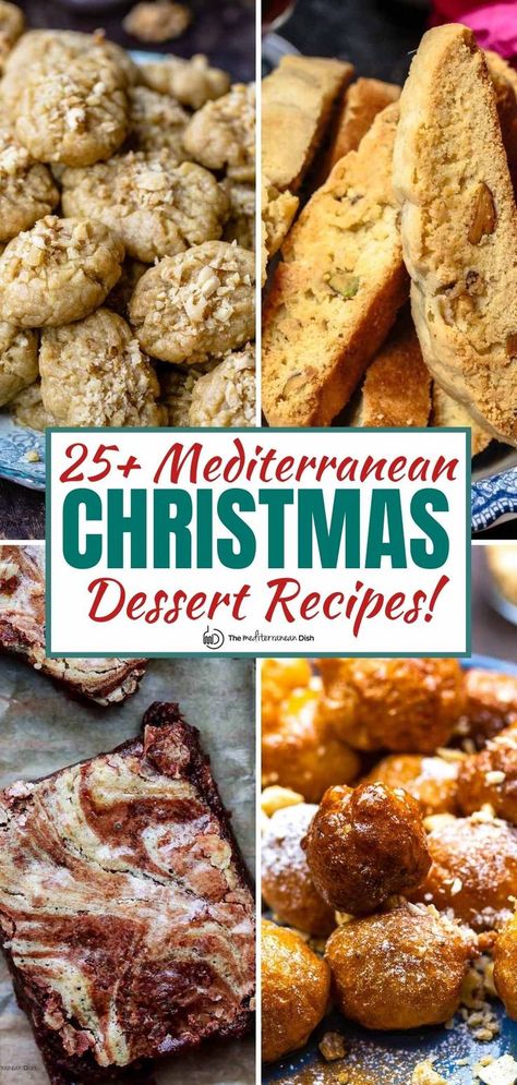 25+ Mediterranean Christmas Dessert Recipes your guests will love! Check out my recipes and step-by-step instructions for making the BEST desserts! Mediterranean Christmas, Mediterranean Desserts, Mediterranean Recipes Healthy, Diet Desserts Recipes, Christmas Dessert Recipes, Mediterranean Diet Recipes Dinners, Healthy Christmas Recipes, Diet Cookies, Christmas Food Treats