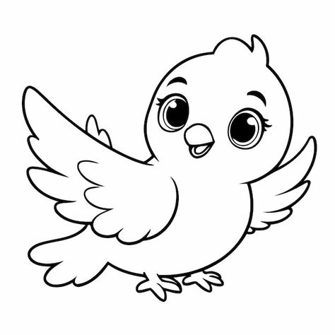 Bird Drawing For Kids, Animal Outline, School Kids Crafts, Fruit Coloring Pages, Cat Coloring Book, Kid Coloring Page, Bird Coloring Pages, Easy Drawings For Kids, Animal Coloring Pages