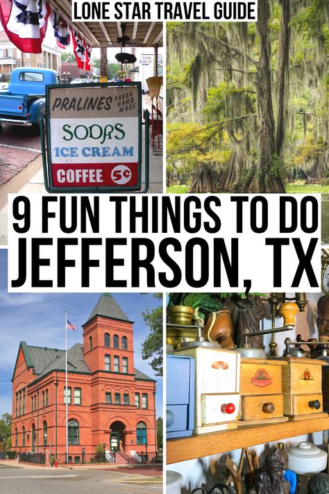 9 Fun Things to Do in Jefferson, TX - Lone Star Travel Guide Jefferson Texas Things To Do, Caddo Lake Texas, Day Trips From Dallas, Caddo Lake State Park, Texas Vacation Spots, Texas Culture, Jefferson Texas, Caddo Lake, Texas Trip