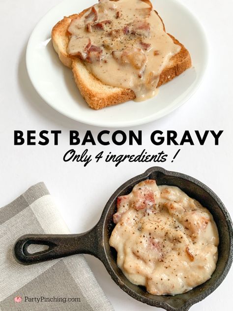 best bacon gravy, 4 ingredient recipe, 4 ingredient bacon gravy, easy simple best bacon gravy, 30 minute meals, best easy breakfast comfort food dinner recipes, best southern recipes, best biscuit and gravy recipes Bacon Gravy Recipe Easy, Bacon Gravy And Biscuits, Bacon Gravy Recipe, Egg Gravy Recipe, Gravy Recipe Easy, Country Gravy Recipe, Breakfast Gravy, Food Dinner Recipes, Homemade Gravy Recipe