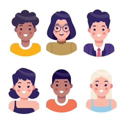 Illustrated people avatars collection | Free Vector #Freepik #freevector #people #icon #woman #badge Graphic Illustration People, Character Flat Design, People Avatar, Vector Illustration People, Illustrated People, Vector Character Design, Simple Character, Illustration Art Design, Vector People