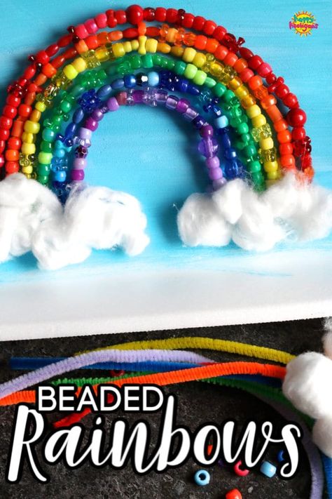 Creative Galaxy, Beads Craft Kids, Diy With Kids, Quarantine Activities, Beaded Rainbow, Rainbow Craft, Happy Hooligans, Keeping Busy, Kindergarten Curriculum