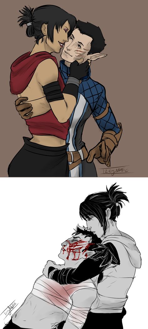 Morigan and Warden Commission by izzy1992 on DeviantArt Warden X Morrigan, Dragon Age Elf, Dragon Age Origins Morrigan, Morrigan Dragon Age, Dragon Age Romance, Dragon Age Characters, Dragon Age 3, Grey Warden, Dragon Age Games