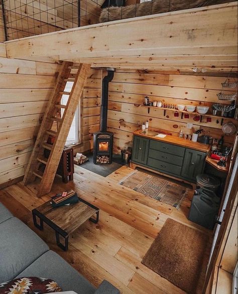 Design Case Mici, Design Casa Piccola, Tiny House Interior Design, Tiny House Inspiration, Tiny Cabins, Cabin Interiors, A Frame Cabin, Tiny Cabin, A Frame House