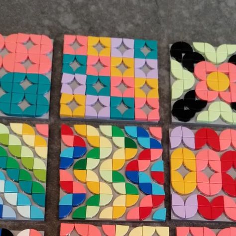 Kimberly  giffen on Instagram: "When the kids get into my quarter rounds. I think all 4 have a love of pattern and design.  Working on a new mosaic but need 100 more parts to complete the base.   #legomosaic #lego #mosaicsonmonday #legoart" Lego Mosaic Art, Lego Printmaking, Lego Patterns, Lego Birthday Cards, Lego Font, Lego Wall Art, Lego Dots, Lego Print, Lego Techniques