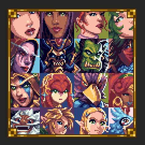 Pixel Art Portrait 32x32, Pixel Art Portrait, Pixel Game, Pixel Art Characters, Pixel Games, Fantasy Portraits, Art Fantasy, Art Characters, Art Portrait