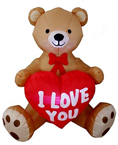 4 Foot Tall Valentines Day Inflatable Teddy Bear with Love Heart Yard Blow Up Decoration Romantic Sweet Valentines Gift for Couples Cute Gift Idea *** ** AMAZON BEST BUY ** Red Teddy Bear, Inflatable Decorations, Bear Decor, Love Bear, Sweet Valentine, Valentines Day Decorations, Romantic Gift, Valentine Heart, Yard Decor