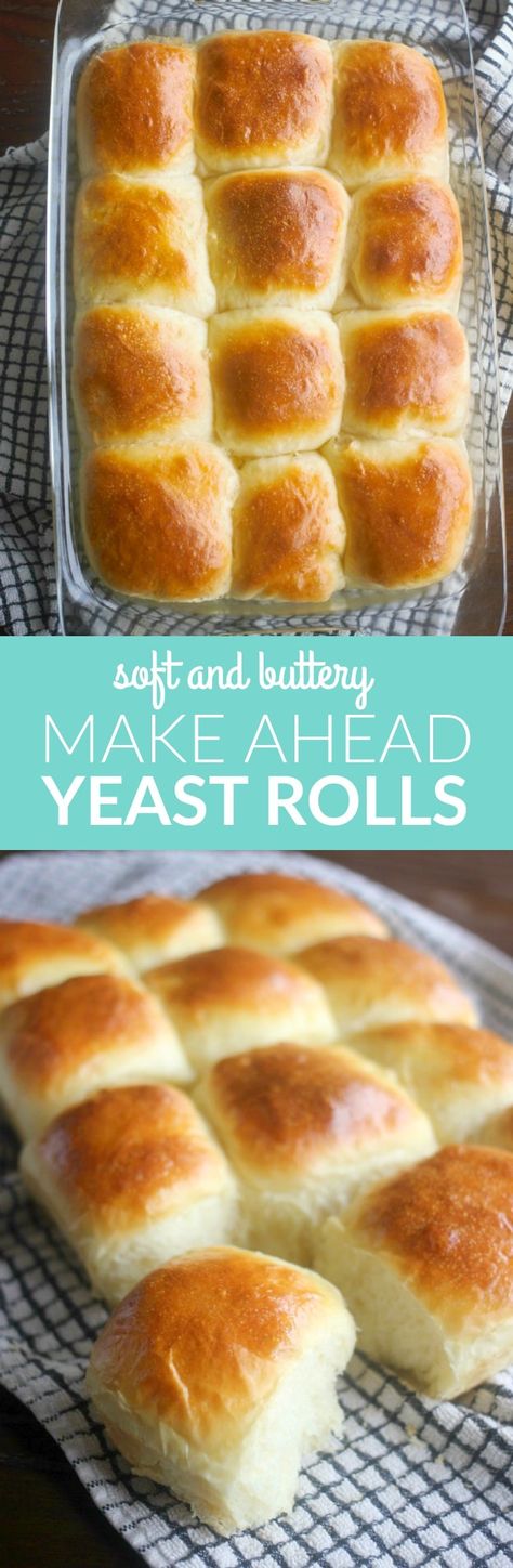 These easy soft yeast rolls can be made ahead and refrigerated until you are ready to bake and serve. They result in tender, fluffy, chewy and buttery rolls! Make Ahead Yeast Rolls, Soft Yeast Rolls Recipe, Soft Yeast Rolls, Yeast Dinner Rolls Recipe, Bread Machine Cinnamon Rolls, Hot Rolls, Easy Yeast Rolls, Baker Bettie, Yeast Rolls Recipe