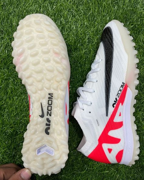 Dominate the turf with the Nike Zoom Mercurial Vapor 15 Academy Turf Shoes in White/Black/Crimson. Featuring a pull-on closure, rubber sole, and breathable mesh outer material, these shoes are designed for speed, agility, and exceptional touch. Available exclusively at Sports Baazar. Turf Shoes, Nike Football, Field Hockey, Football Shoes, Soccer Cleats, Football Boots, Nike Zoom, Dragon Ball, Rubber Sole