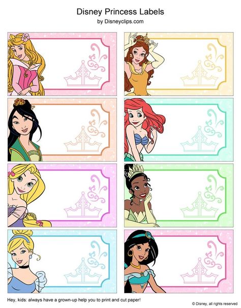 Disney princess printables, Princess party decorations, Princess birthday party decorations Disney Name Tag, Princess Birthday Party Food, Princess Party Printables, Disney Princess Printables, Disney Name, School Labels Printables, Disney Princess Names, School Stickers Labels, Algebra Formulas