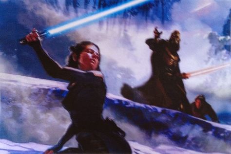 Daisy Ridley with blue lightsaber and a Dark Jedi/Sith Lord with red lightsaber. Star Wars Vii, Star Wars 7, Episode Vii, Star Wars Concept Art, Star Wars Movie, New Star Wars, Star Wars Episodes, Force Awakens, Star Wars Art