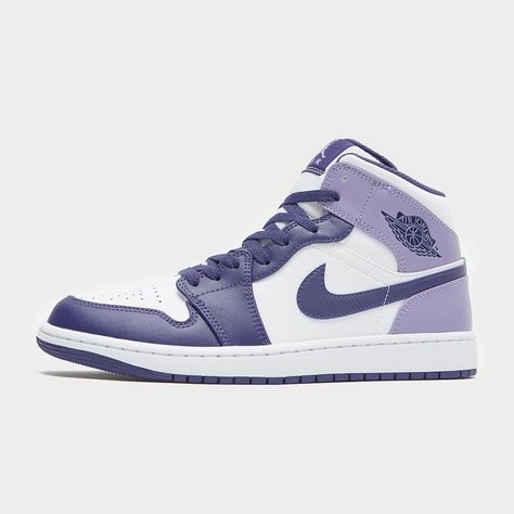 Nike Jordan Lavender, Jordan 1 Light Purple, Air Jordan 1 Mid Violet, Purple High-top Jordan Shoes For Streetwear, Jordan 1 Pirple, Custom Nike Shoes, Custom Nikes, Cat Stickers, Jordan 1