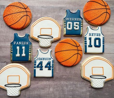 Basketball Senior Night Cookies, Basketball Jersey Cookies, Basketball Themed Cookies, Basketball Birthday Cookies, Senior Night Cookies, Basketball Cookies Decorated, Basketball Sugar Cookies, Basketball Treats, Basketball Banquet