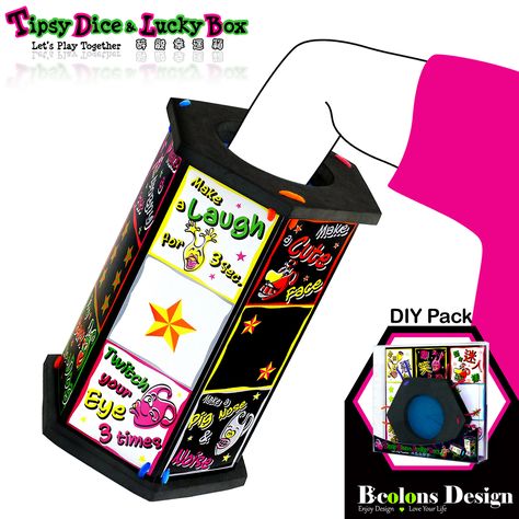 It 's a Lucky Draw Box with a decision dice function for party purpose. Graphic could be specially designed to fit your theme. Lucky Draw Idea, Lucky Draw Design, Dip Ideas, Wine Glass Markers, Pig Nose, Lucky Draw, Garden Festival, Number Design, Box Ideas