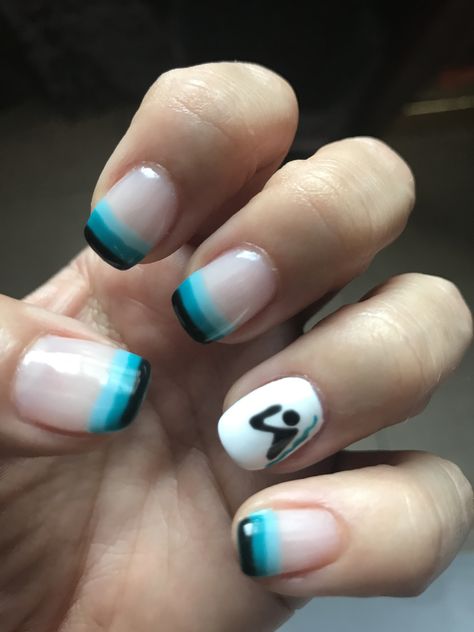 Swimmer Nails Designs, Swim Nails Designs, Swim Team Nails, Swimming Nails Designs, Nails For Swimmers, Swimmer Nails, Swimming Nails, Swim Nails, Mani Inspiration