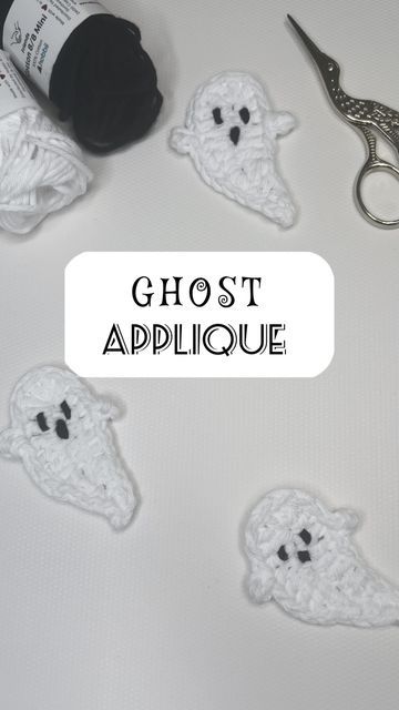 Ghost Crochet Applique, Crochet Halloween Applique, Crochet Ghost Applique, Embroider Eyes, Simple Ghost, Ghost Crochet, Halloween Applique, Craft Templates, Crochet Easy