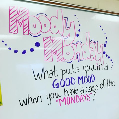 Moody Monday | Heaven in 7th Whiteboard Activities, Whiteboard Prompts, Whiteboard Questions, Whiteboard Ideas, Whiteboard Messages, Whiteboard Art, Morning Board, Responsive Classroom, Morning Activities