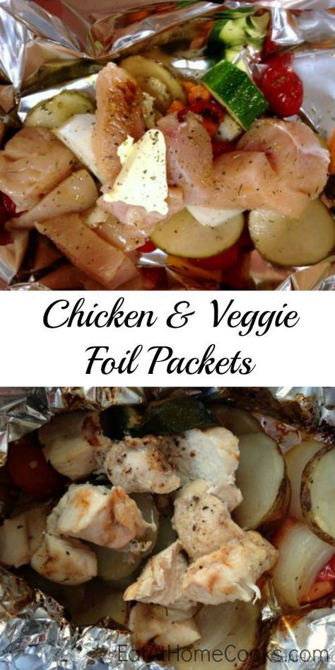 Vegetable Foil Packets, Veggie Foil Packets, Tin Foil Dinners, Chicken Foil Packets, Foil Pack Dinners, Foil Packet Dinners, Eat At Home, Foil Pack Meals, Foil Dinners