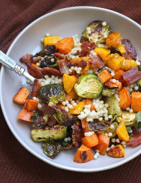 Autumn Sheet Pan, Potatoes And Bacon, Pearl Couscous, Roasted Squash, Think Food, Fall Dinner, Sheet Pan Dinners, Sheet Pan Recipes, Eating Healthy